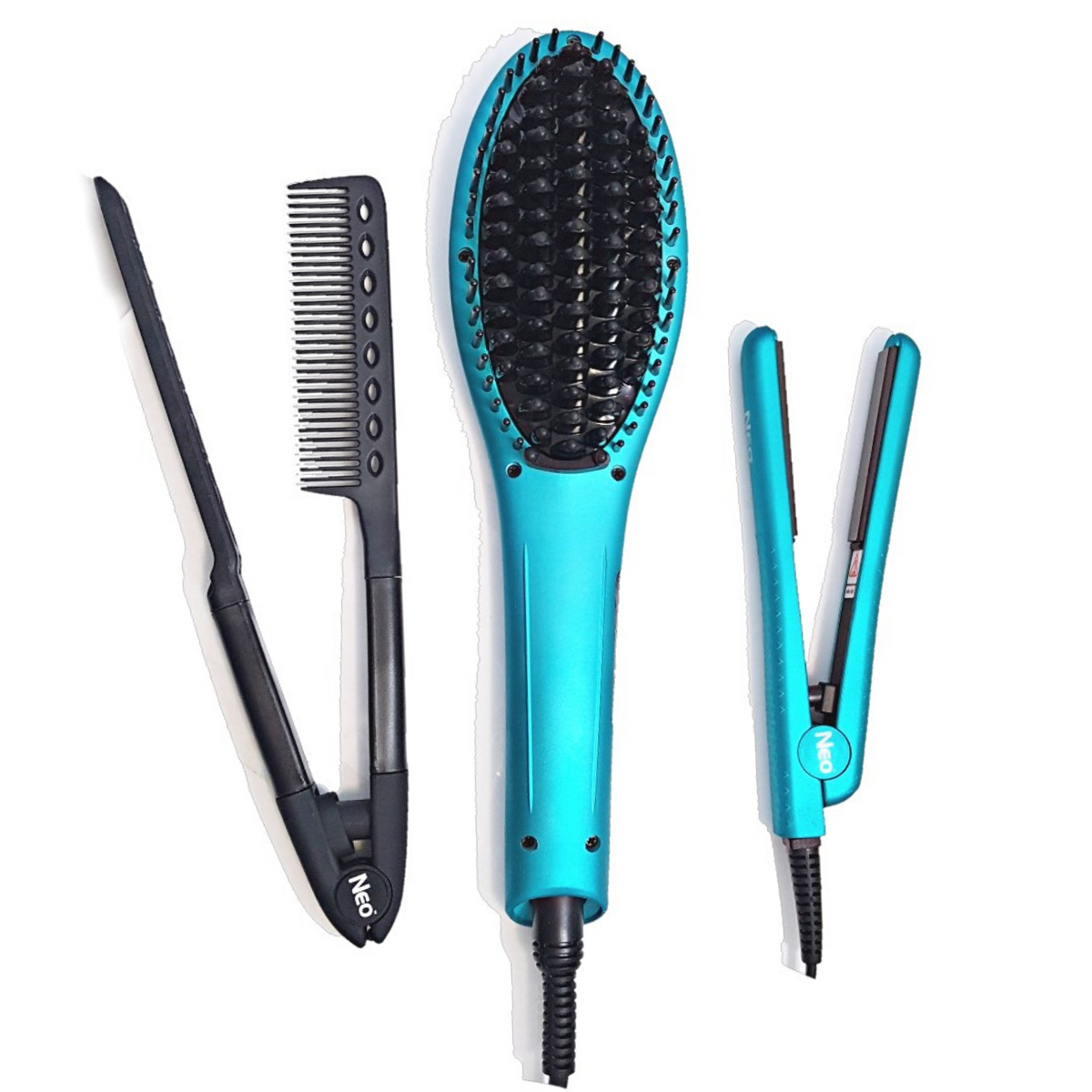 Metallic Turquoise Heated Brush Set Set