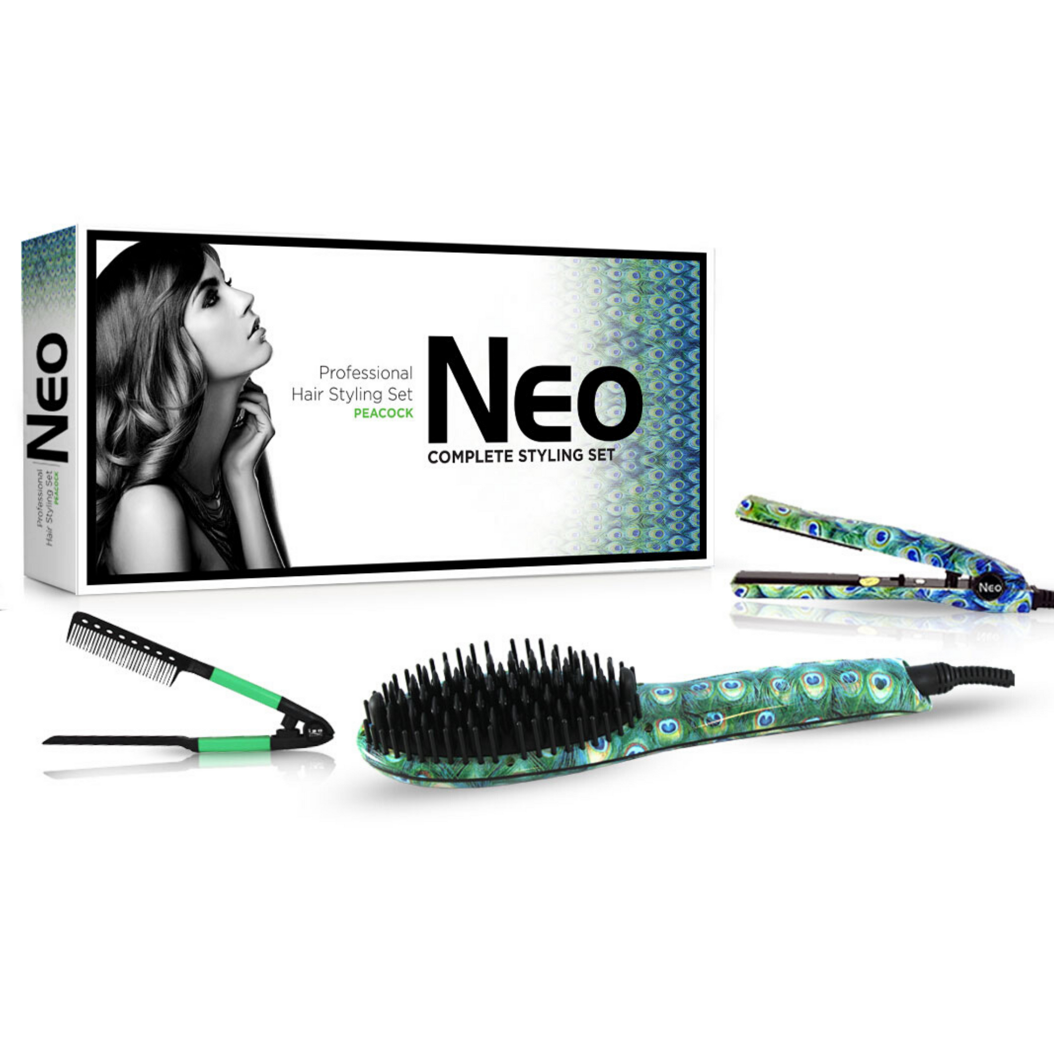 NEO Heated Brush Peacock Styling discount Set